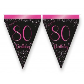 Banderin Elegant Pink 80 Años Banderin Elegant Pink 80 Años