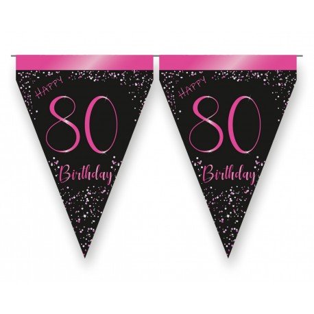 Banderin Elegant Pink 80 Años