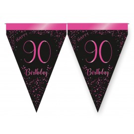Banderin Elegant Pink 90 Años Banderin Elegant Pink 90 Años