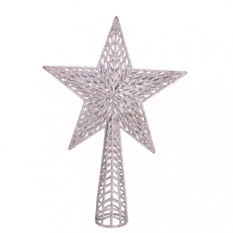 Punta Árbol Árbol Plástico Plata 27 X 18 Cm