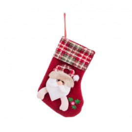 Calcetín Papa Noel Poliester Rojo 10 x 20 Cm
