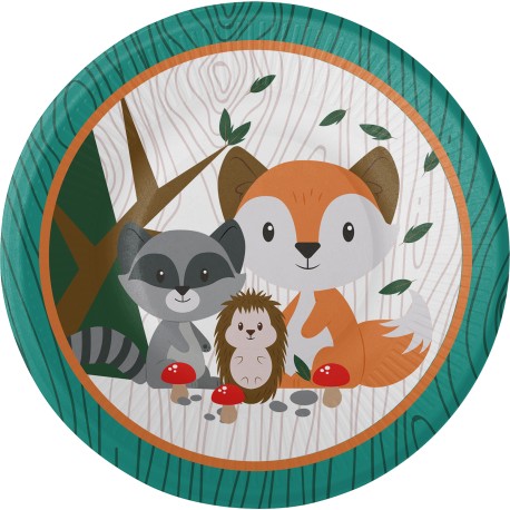 8 Platos Animalitos del Bosque 23 cm