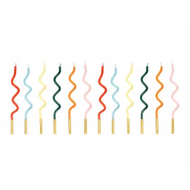 12 Velas Espiral Rainbow 14 cm 12 Velas Espiral Rainbow 14 cm