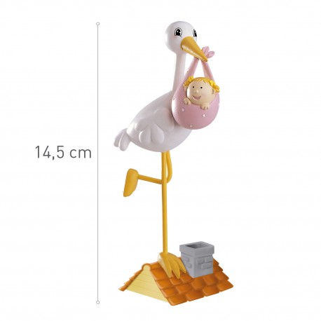 Figura Bautizo Cigüeña Niña 14 cm