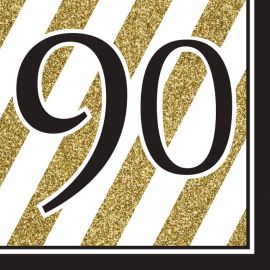 16 Servilletas 90 Negro y Oro 16 Servilletas 90 Negro y Oro