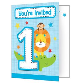 8 Invitaciones Animalitos Primer Año Boy