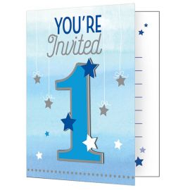 8 Invitaciones Un Año Niño Little Star