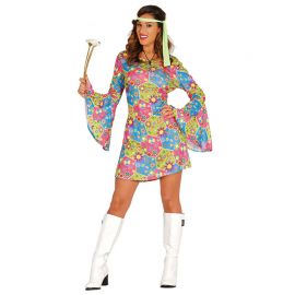 Disfraz de Flower Power para Mujer Hippie Disfraz de Flower Power para Mujer Hippie