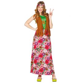 Disfraz de Hippie Feliz para Mujer con Cinta Disfraz de Hippie Feliz para Mujer con Cinta