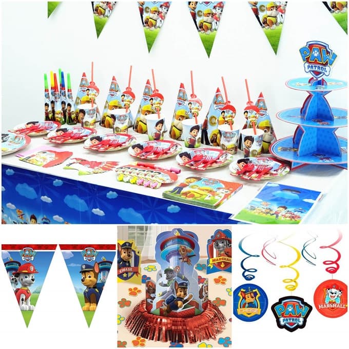 Set piñata + decoración fiesta tematica Skye patrulla canina para