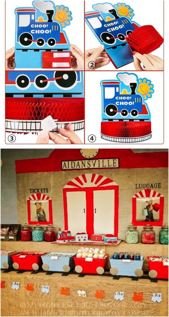 Tren Cumpleaños Tren De Cumpleaños De Madera Goki Oslo - Decoración Mesa Con Números 1 Al 6, Azul Detalles Cumpleaños Niños 7 Años
