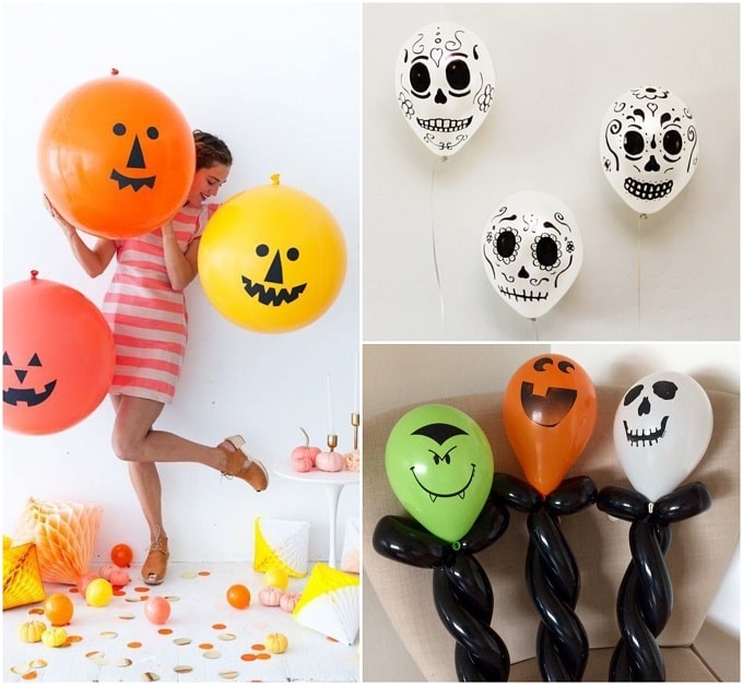 Ideas Decoración con Globos Halloween con Bouquet y Formas Sencillas